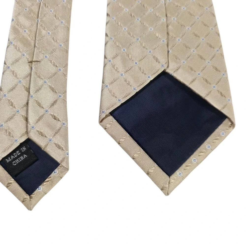 Sean John Fine Tailoring Mens Necktie Gold Blue Micro Silk Diamond Metallic Silk